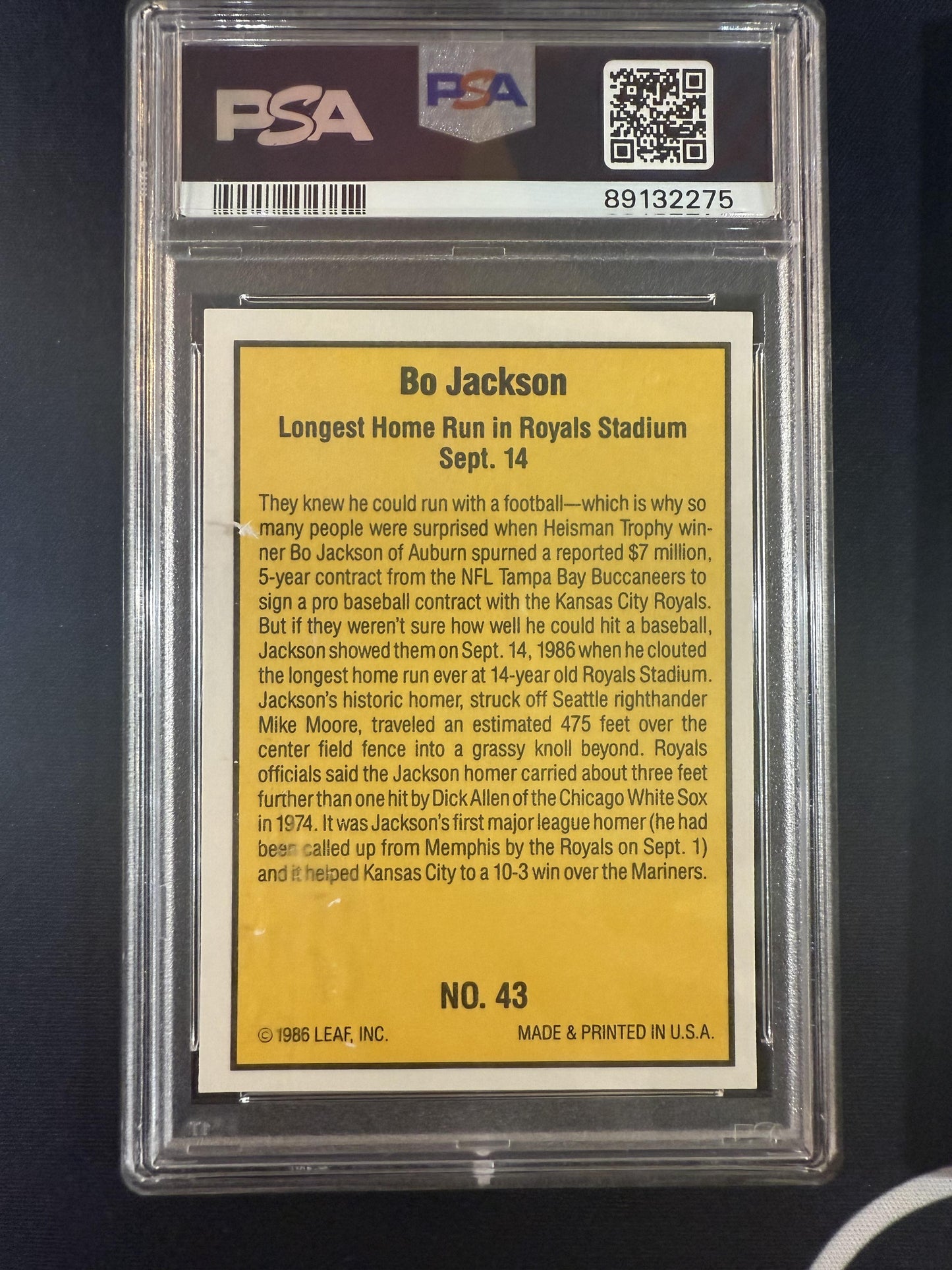 #43 Bo Jackson 1986 Donruss Highlights Kansas City Royals sports