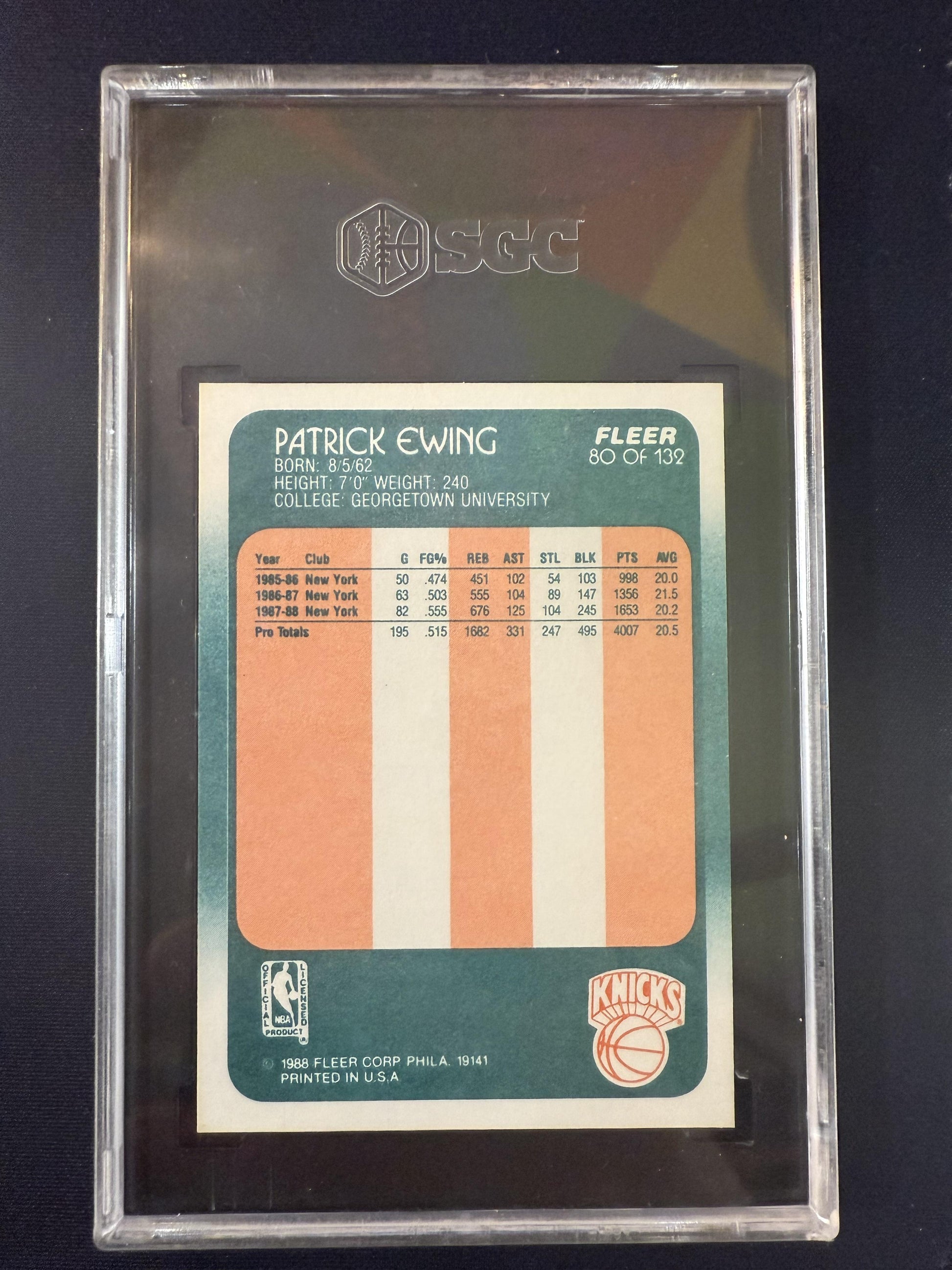 #80 Patrick Ewing 1988-89 Fleer New York Knicks sports