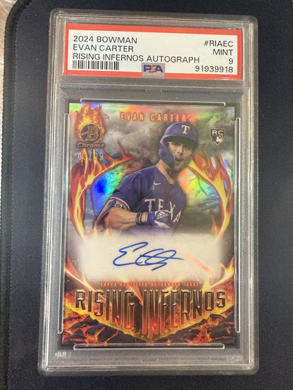 #RIA-EC Evan Carter 2024 Bowman Auto /99 Rangers Rising Infernos Auto