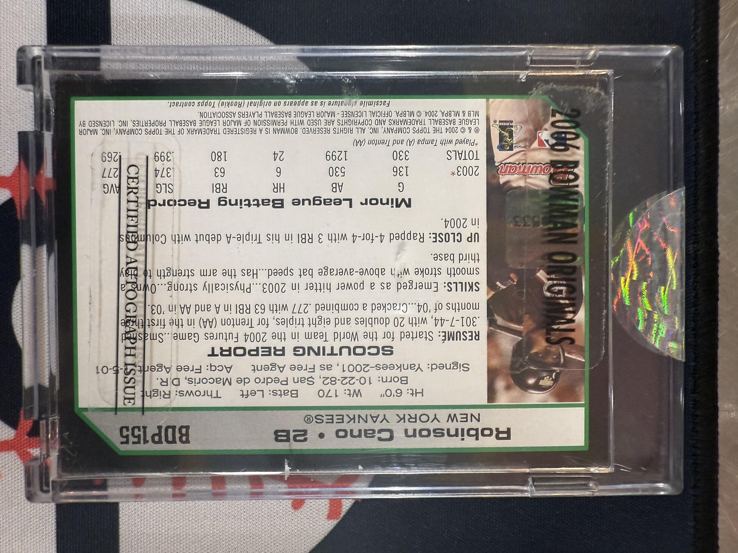 #BDP-155 ROBINSON CANO 2006 BOWMAN ORIGINALS  BUYBACK AUTO /72