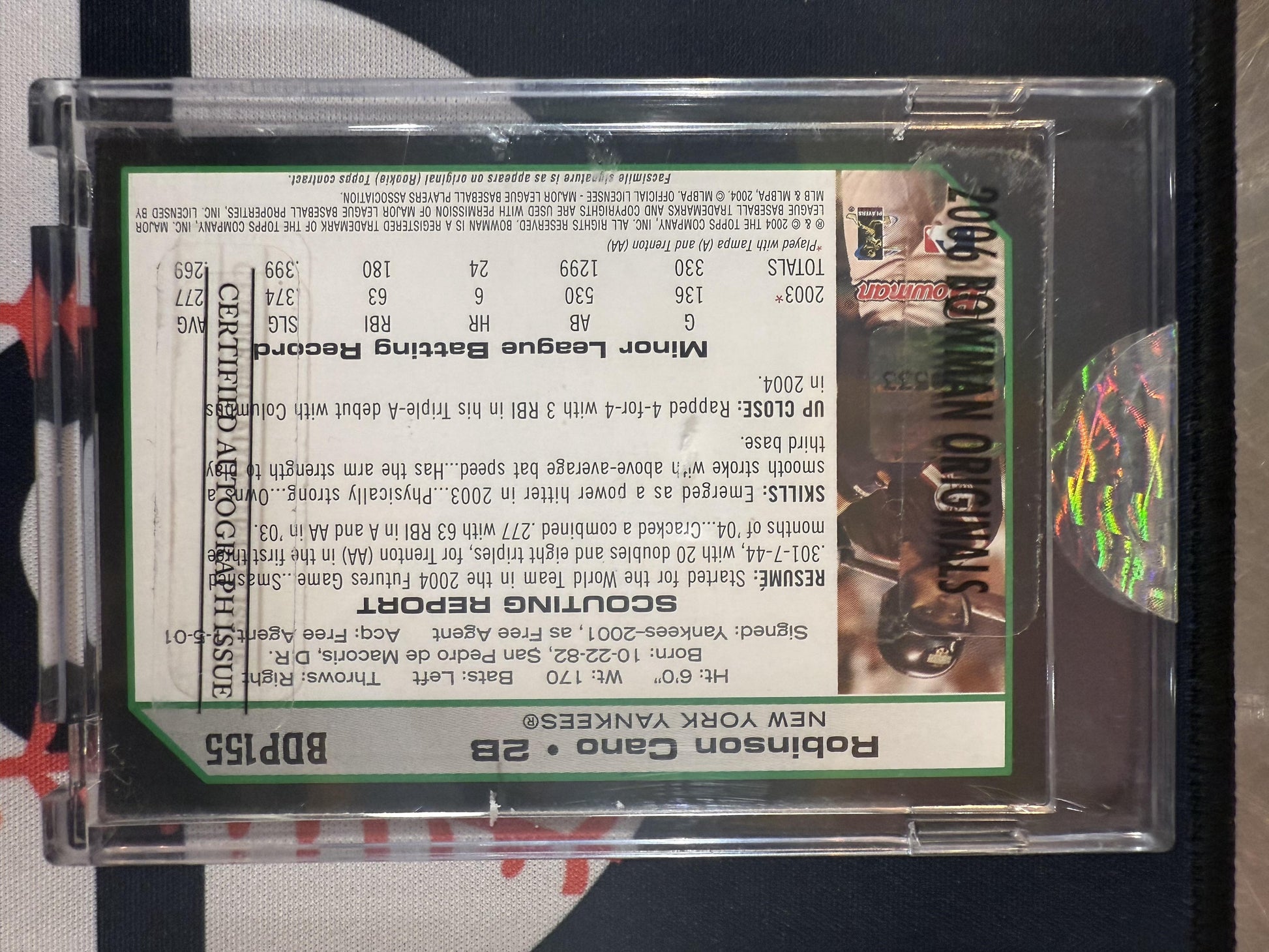#BDP-155 ROBINSON CANO 2006 BOWMAN ORIGINALS  BUYBACK AUTO /72