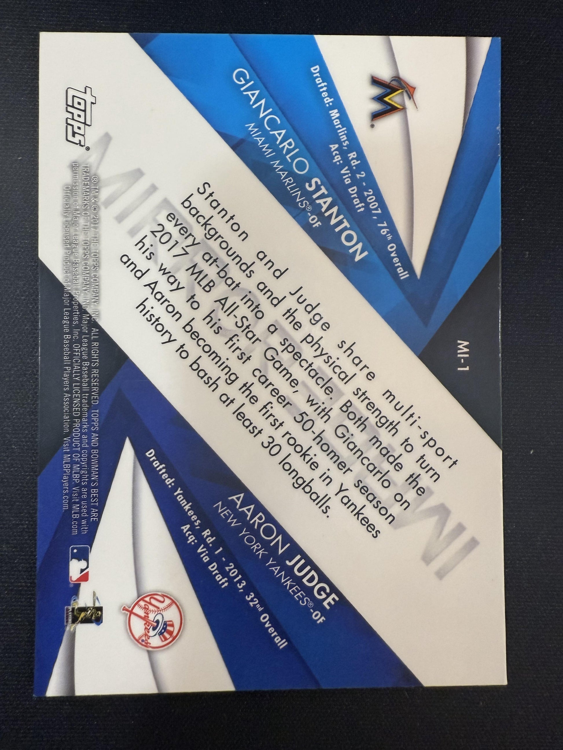 #MI-1 Giancarlo Stanton / Aaron Judge 2017 Bowman's Best sports Mirror Image