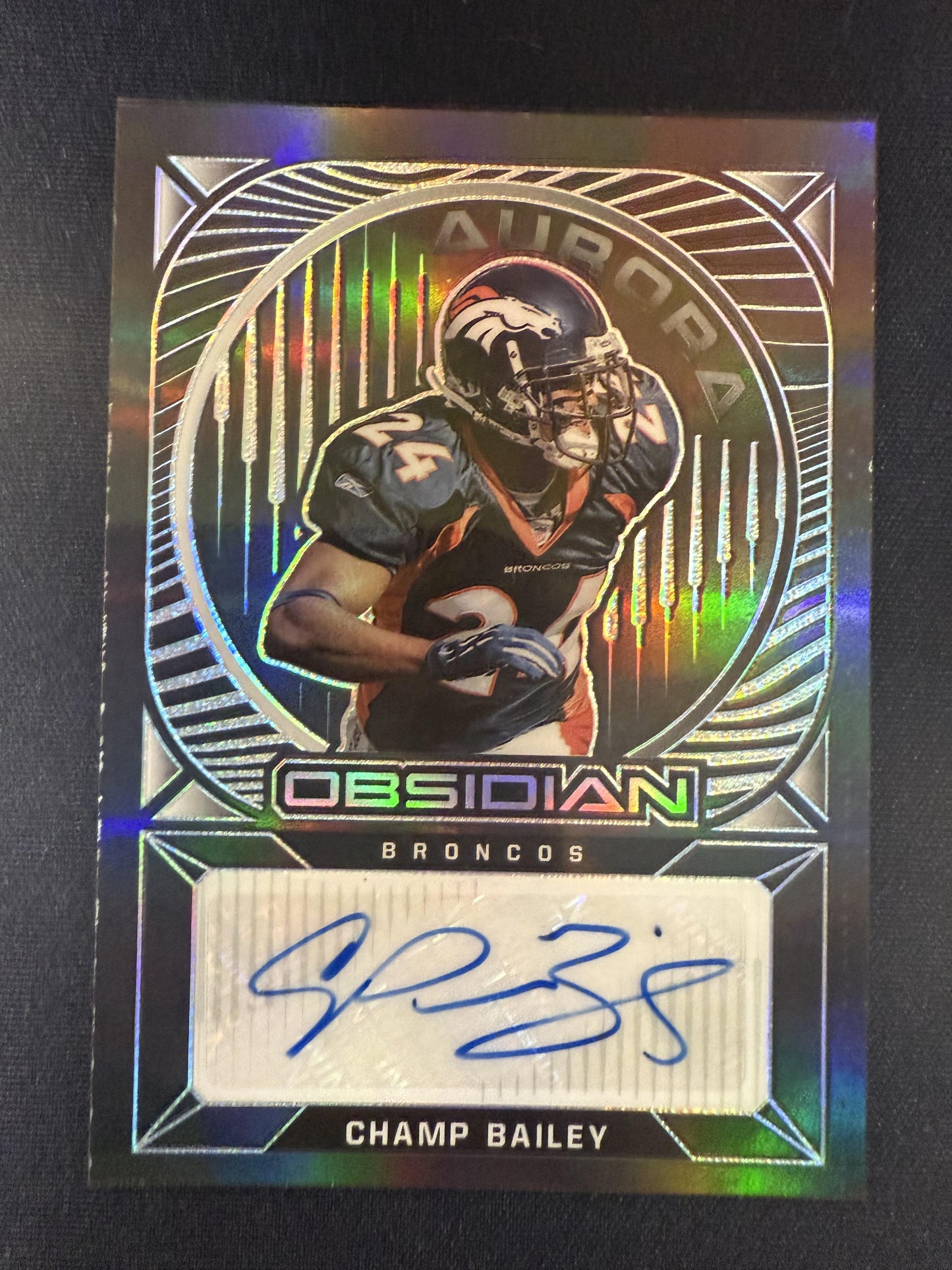 #AA-CB Champ Bailey 2021 Panini Obsidian AU,SN Auto #/25 Broncos Aurora Autos
