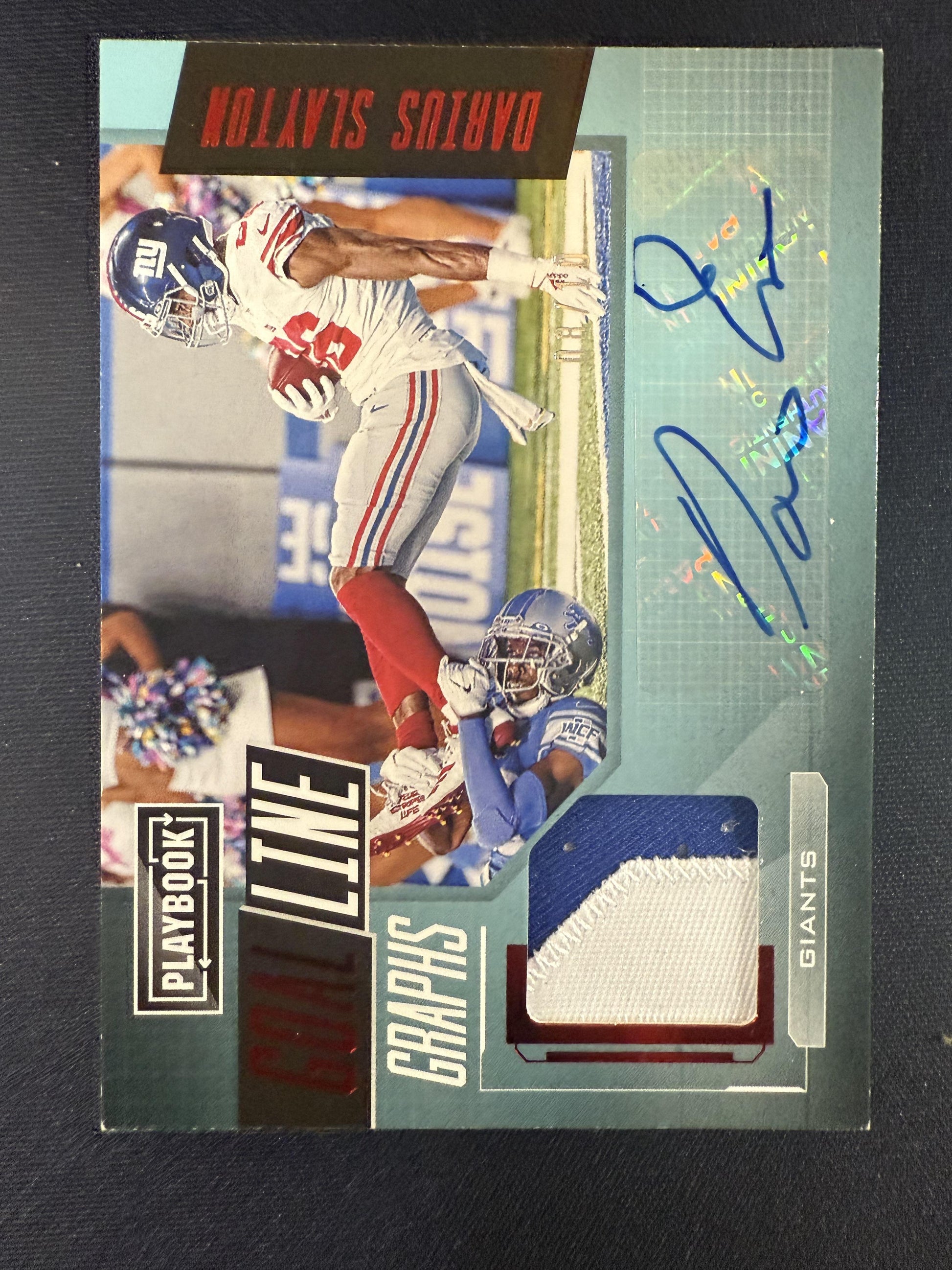 #GLG-DS Darius Slayton 2020 Panini Playbook Auto /10 Giants Goal Line Graphs Red
