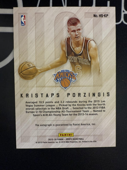 #HS-KP Kristaps Porzingis 2015-16 Hoops AU Auto Knicks Hot Signatures