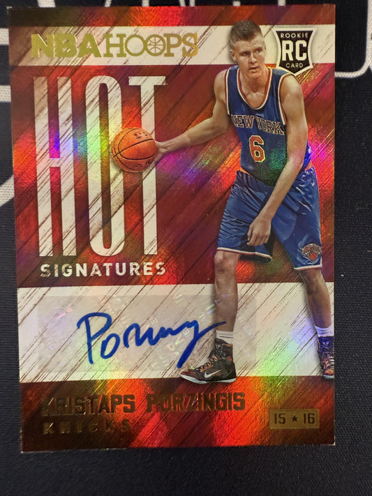 #HS-KP Kristaps Porzingis 2015-16 Hoops AU Auto Knicks Hot Signatures