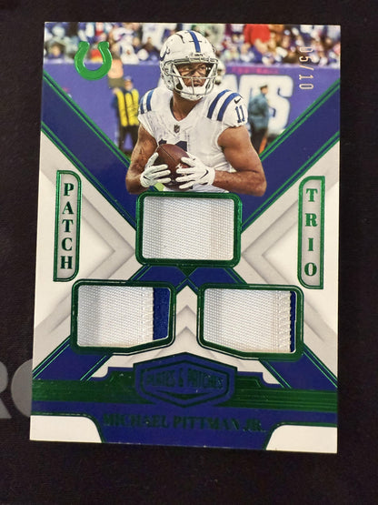 #PT-MPJ Michael Pittman Jr. 2023 Panini Plates & Patches /10 Colts Trio Green