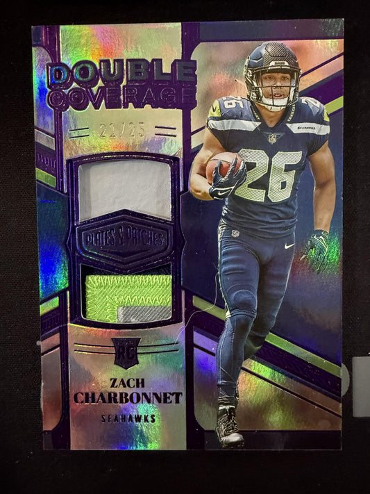 #DC-19 Zach Charbonnet 2023 Panini Plates & Patches /25 Double Coverage Purple