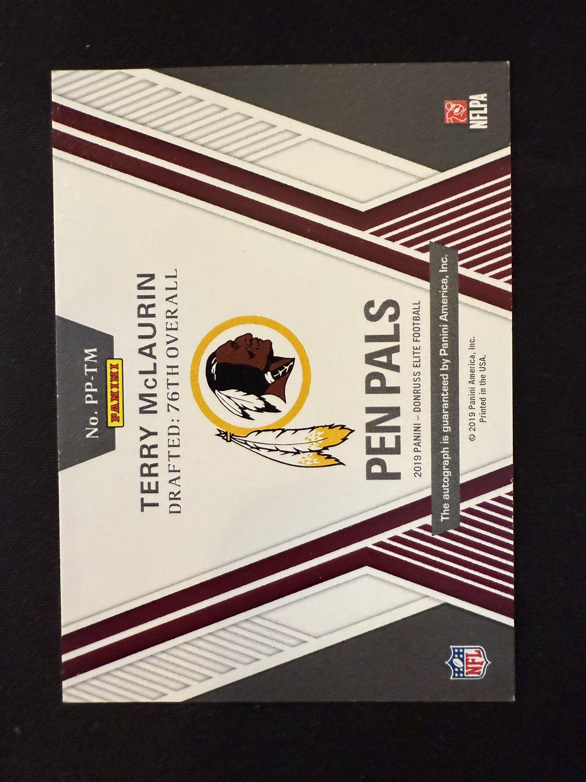 #PP-TM Terry McLaurin 2019 Donruss Elite AU Auto Washington Redskins Pen Pals