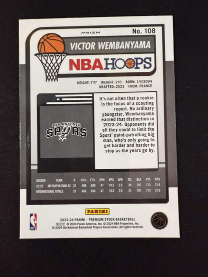 #108 Victor Wembanyama 2023-24 Hoops Premium Stock RC Rookie Spurs Ice Prizm