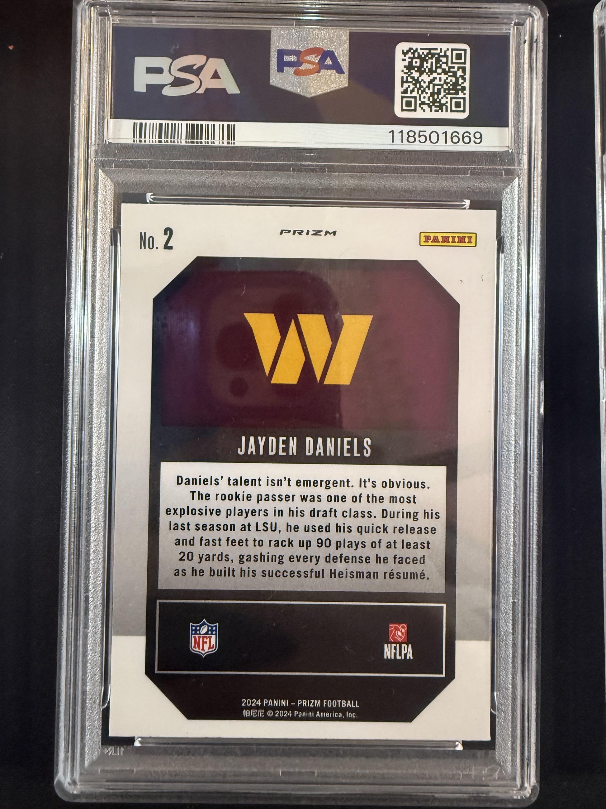 #2 Jayden Daniels 2024 Panini Prizm Washington Commanders Emergent Green Prizm