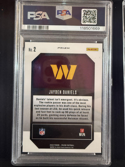 #2 Jayden Daniels 2024 Panini Prizm Washington Commanders Emergent Green Prizm