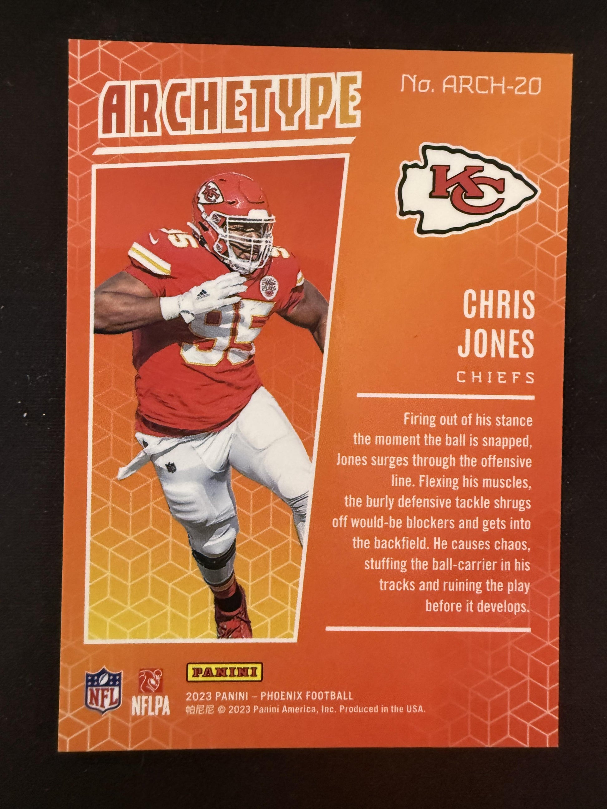#ARCH-20 Chris Jones 2023 Panini Phoenix Kansas City Chiefs sports Archetype