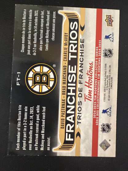 #FT-1 Pastrnak/Marchand/McAvoy 2024 Upper Deck Tim Hortons Franchise Trios