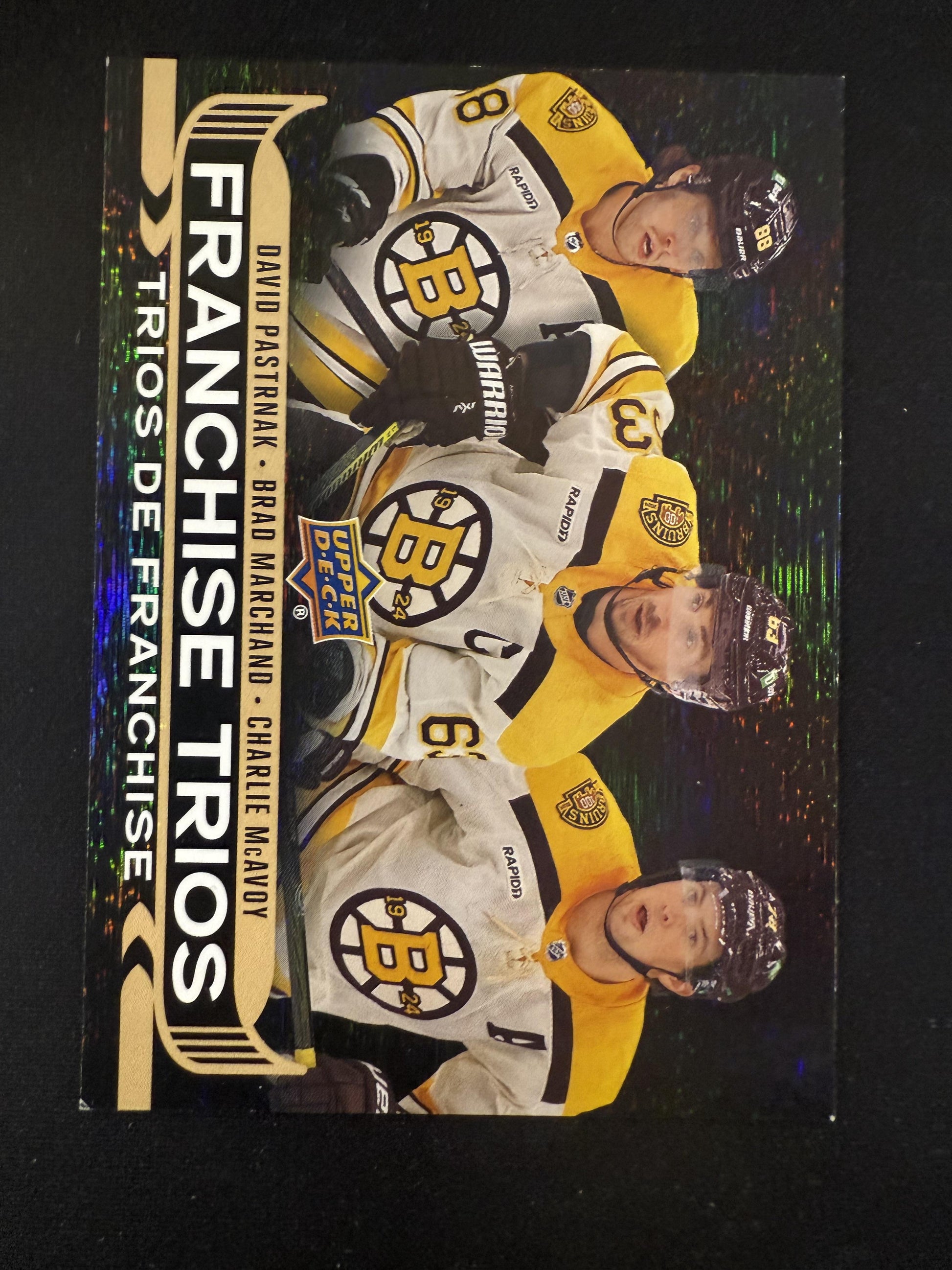 #FT-1 Pastrnak/Marchand/McAvoy 2024 Upper Deck Tim Hortons Franchise Trios