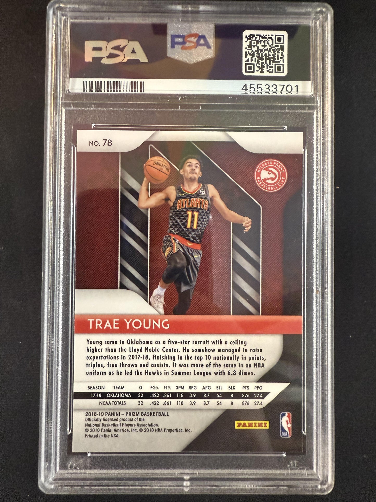 #78 Trae Young 2018-19 Panini Prizm RC Rookie Atlanta Hawks sports