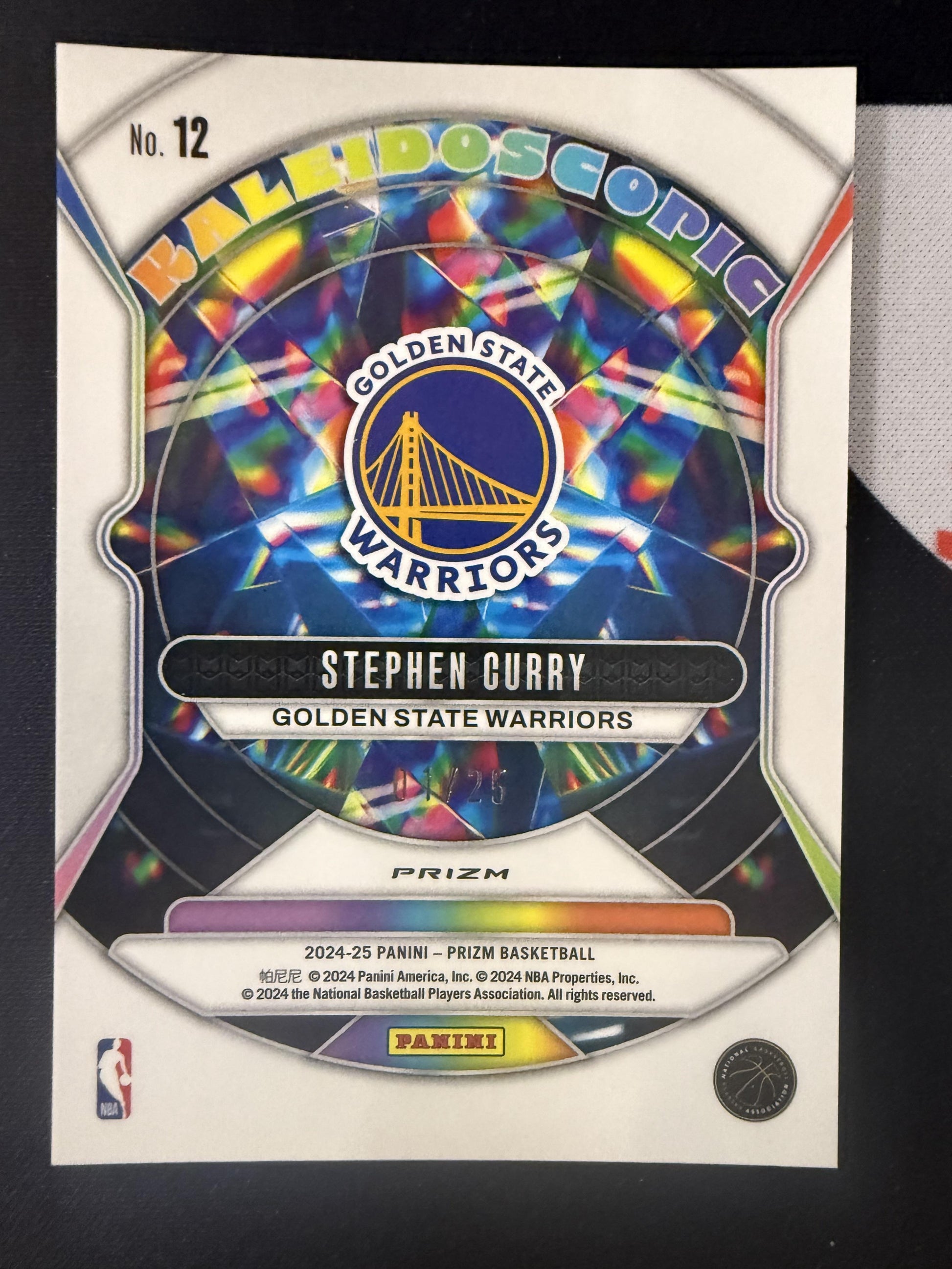 2024-25 Panini Prizm #12 Stephen Curry Kaleidoscopic Prizms Mojo #/25