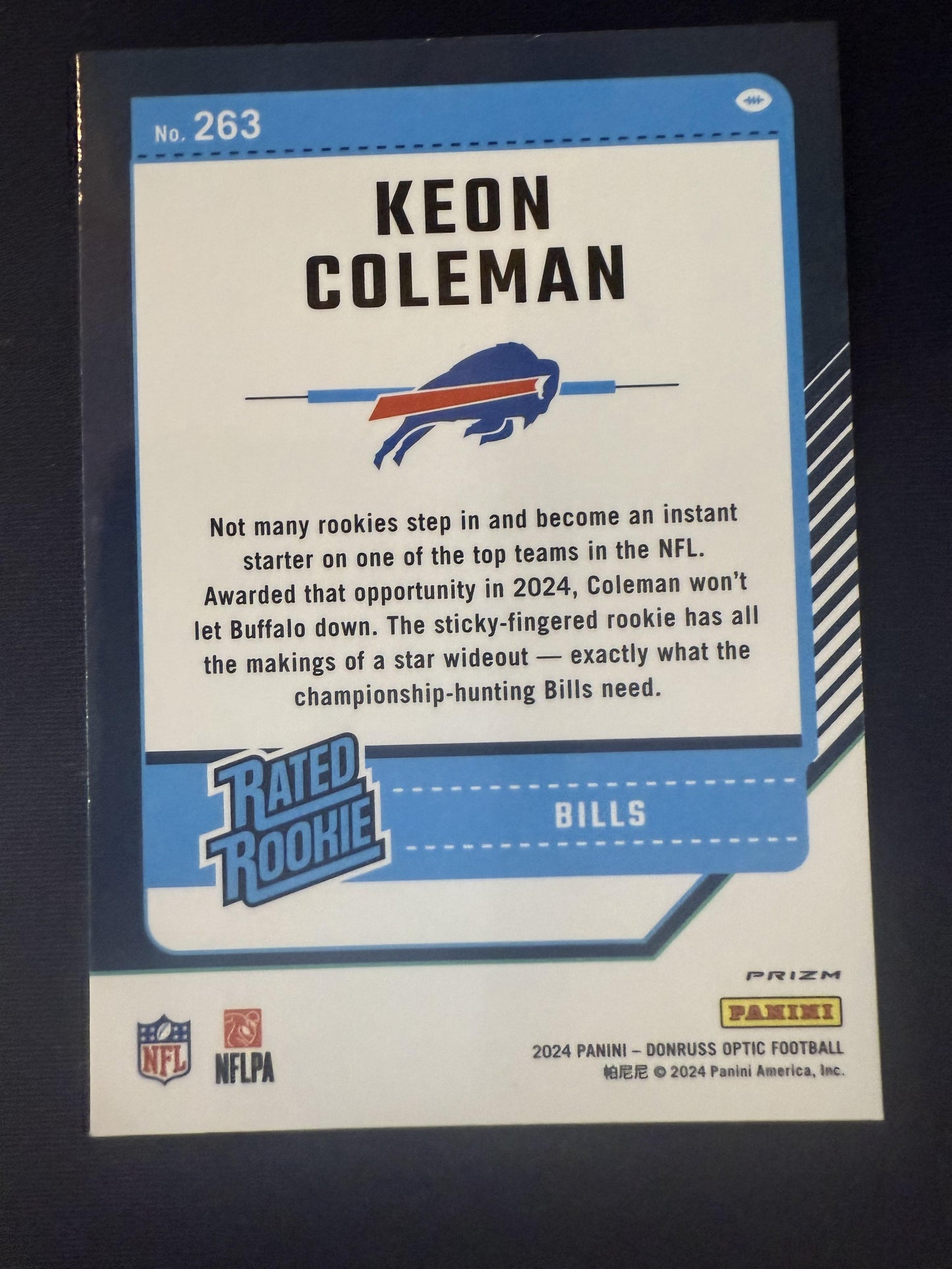 2024 Donruss Optic #263 Keon Coleman Teal Velocity