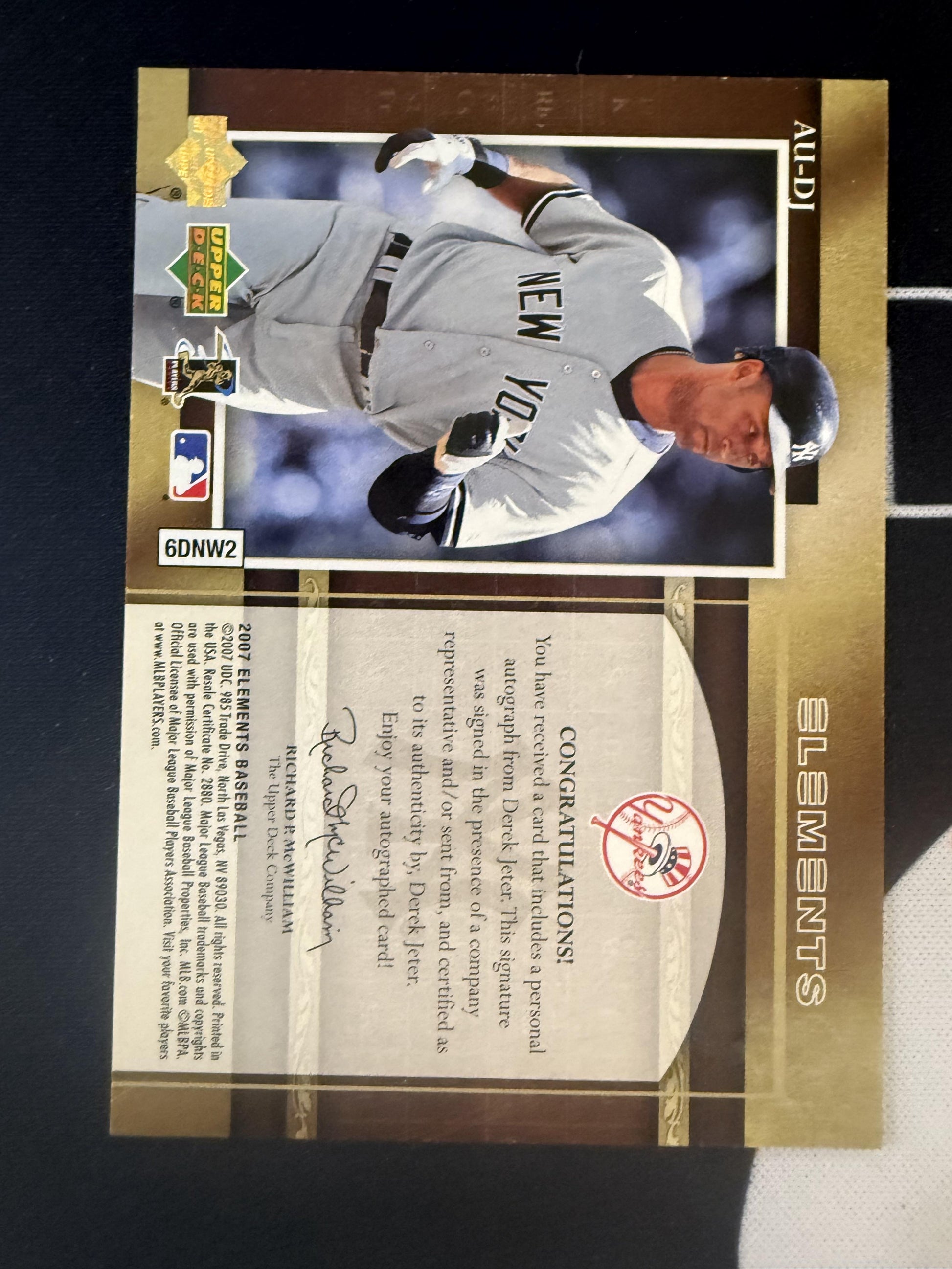 2007 Upper Deck Elements #AU-DJ Derek Jeter Elemental Autographs