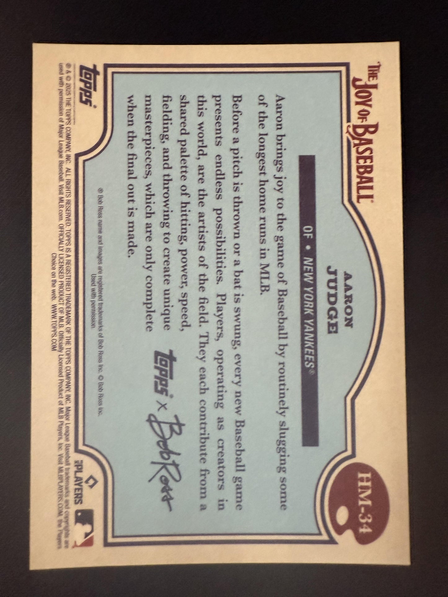 #HM-34 AARON JUDGE 2025 TOPPS THE JOY OF BASEBALL HAPPY MISTAKE
