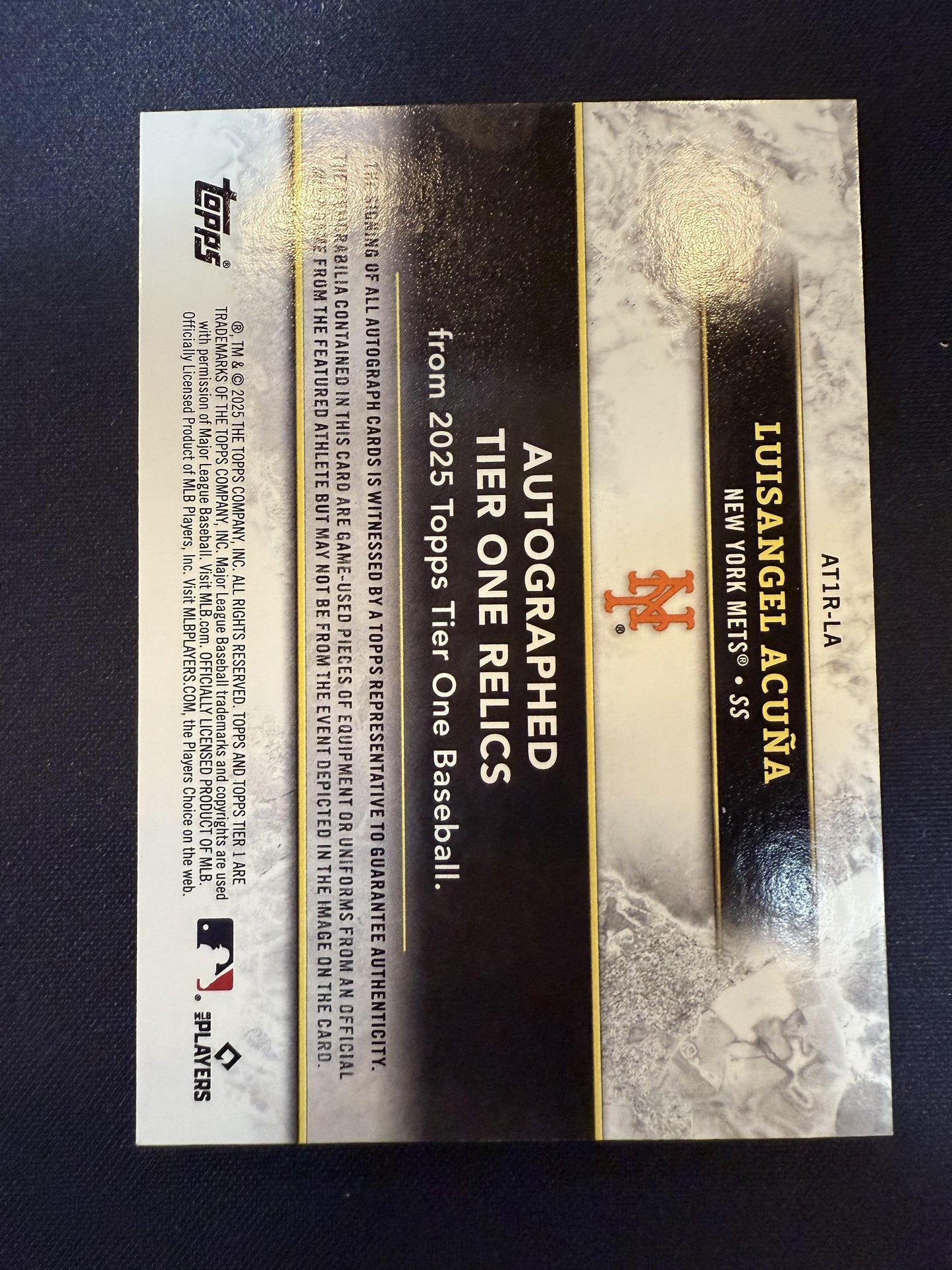 #AT1R-LA Luisangel Acuña 2025 Topps Tier One Auto Relics Green Triple