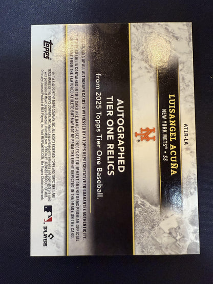 #AT1R-LA Luisangel Acuña 2025 Topps Tier One Auto Relics Green Triple