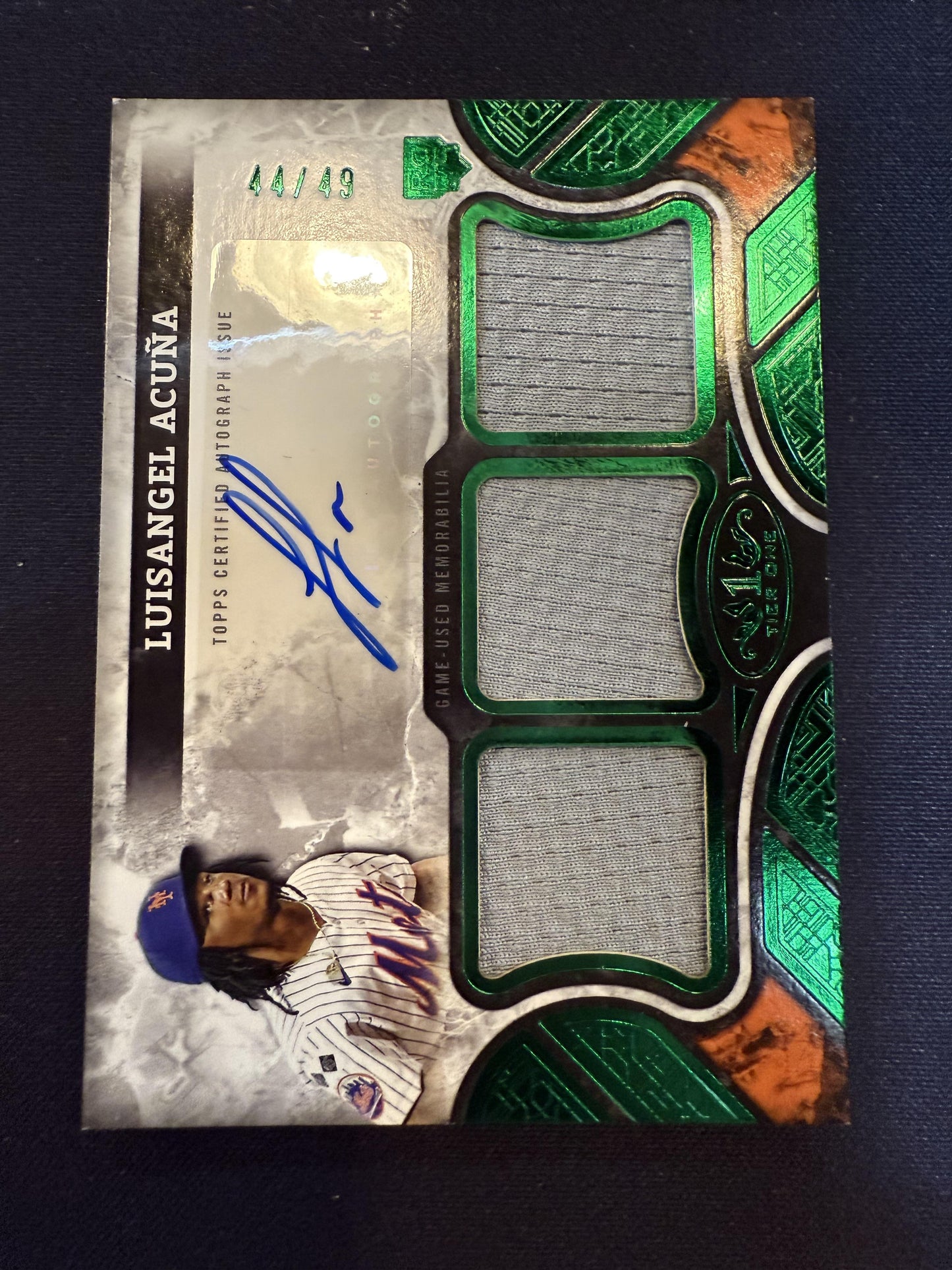 #AT1R-LA Luisangel Acuña 2025 Topps Tier One Auto Relics Green Triple