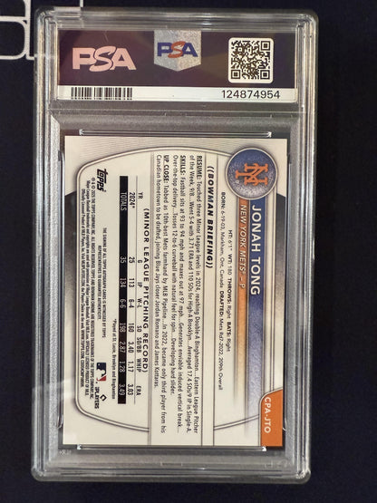 #CPA-JTO Jonah Tong 2025 Bowman Chrome Auto #/250 Mets Auto Purple Refractor