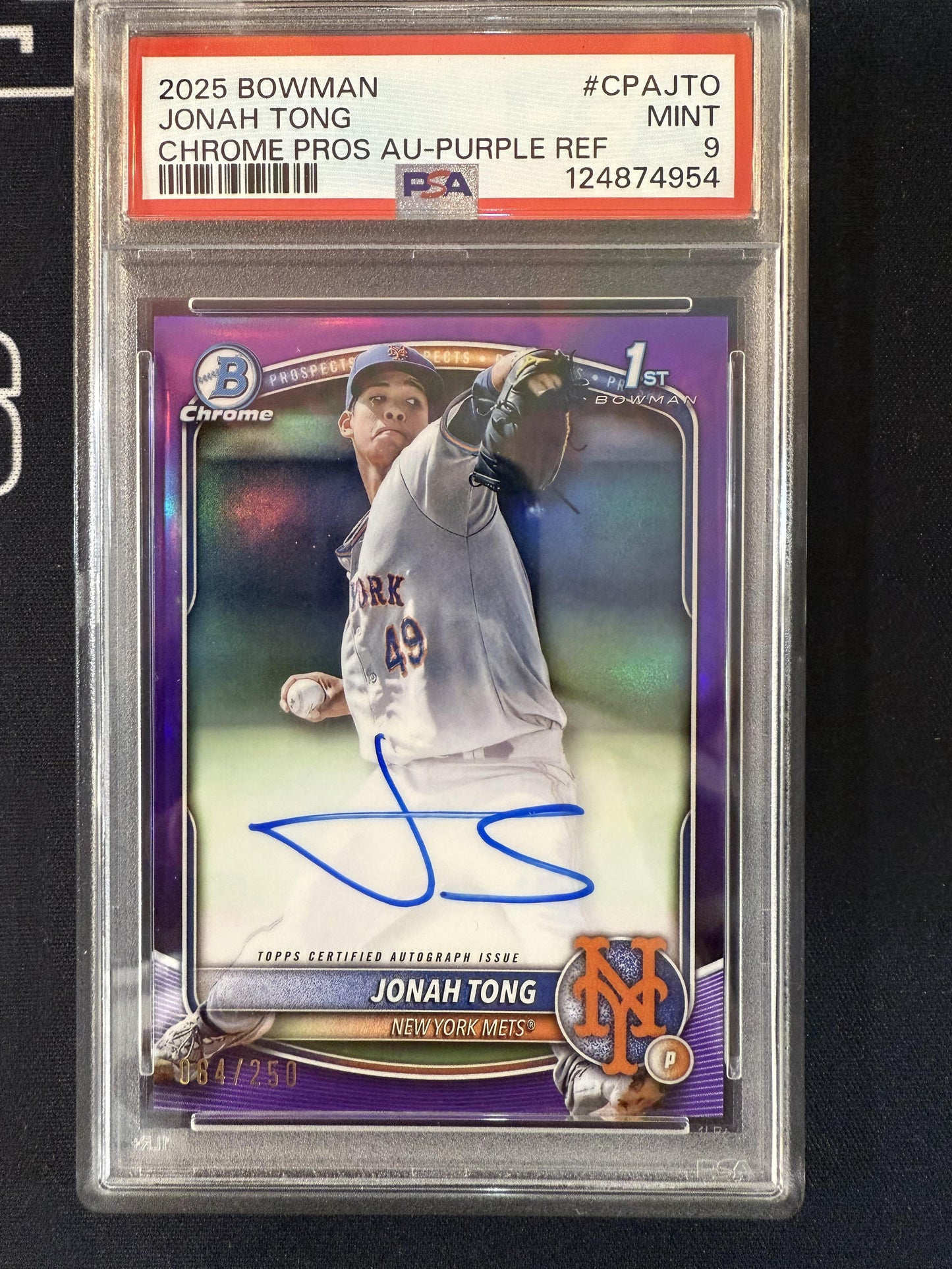 #CPA-JTO Jonah Tong 2025 Bowman Chrome Auto #/250 Mets Auto Purple Refractor