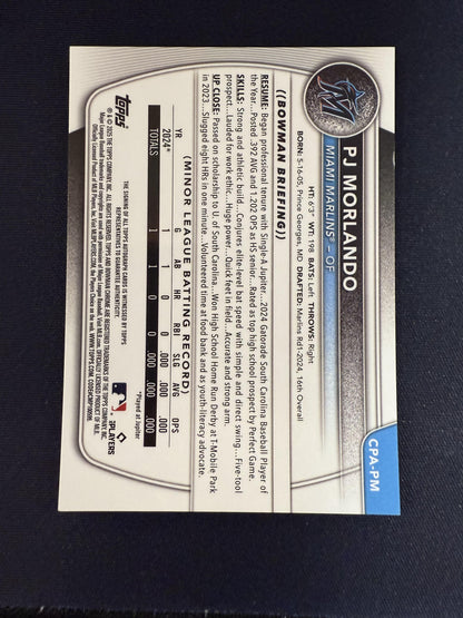 #CPA-PM PJ Morlando 2025 Bowman Chrome /299 Prospects Auto Speckle Refractor