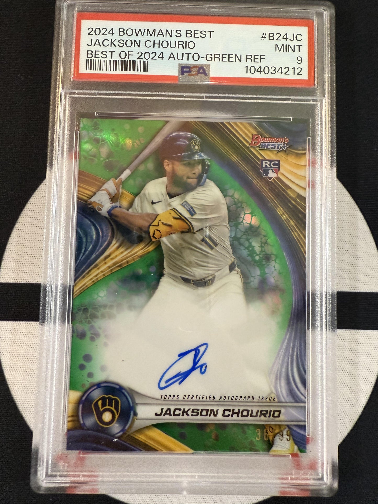 #B24-JC Jackson Chourio 2024 Bowman's Best /99  Best of 2024 Auto Green