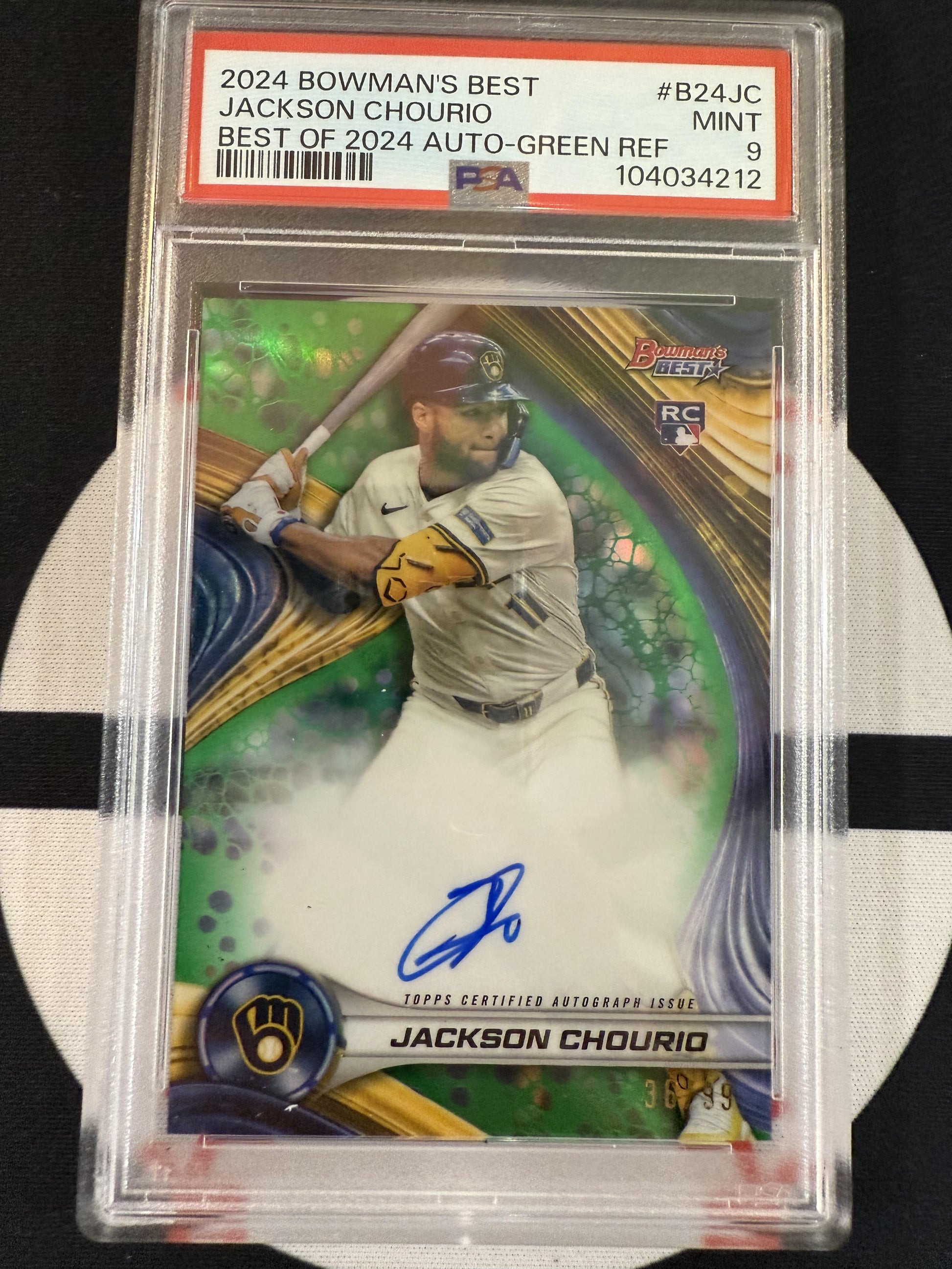 #B24-JC Jackson Chourio 2024 Bowman's Best /99  Best of 2024 Auto Green
