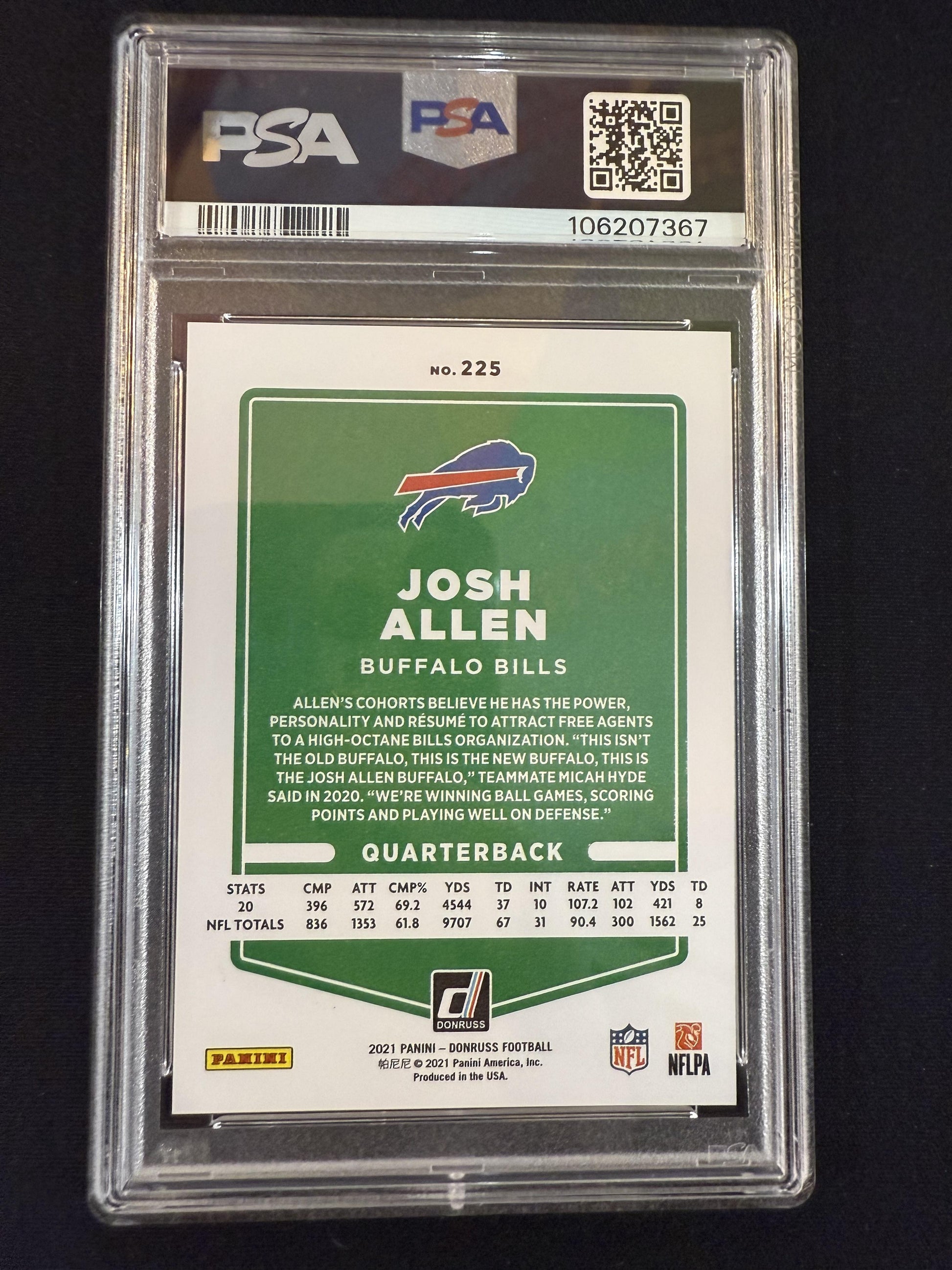 #225b Josh Allen 2021 Donruss Buffalo Bills sports Press Proof Premium