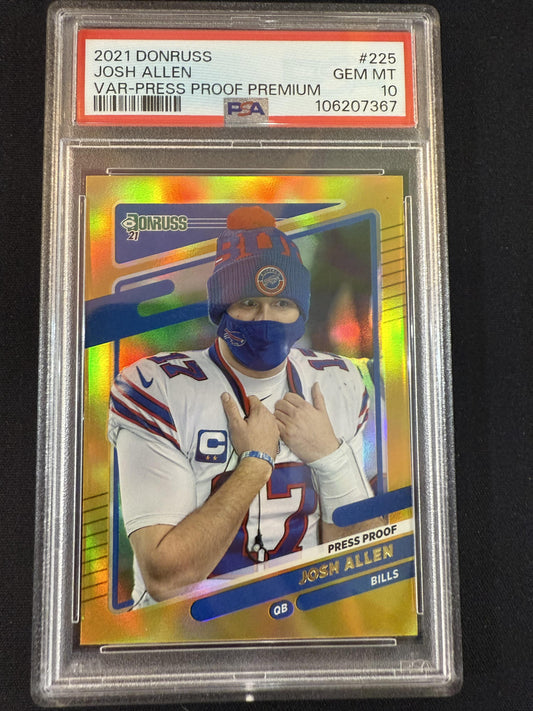 #225b Josh Allen 2021 Donruss Buffalo Bills sports Press Proof Premium