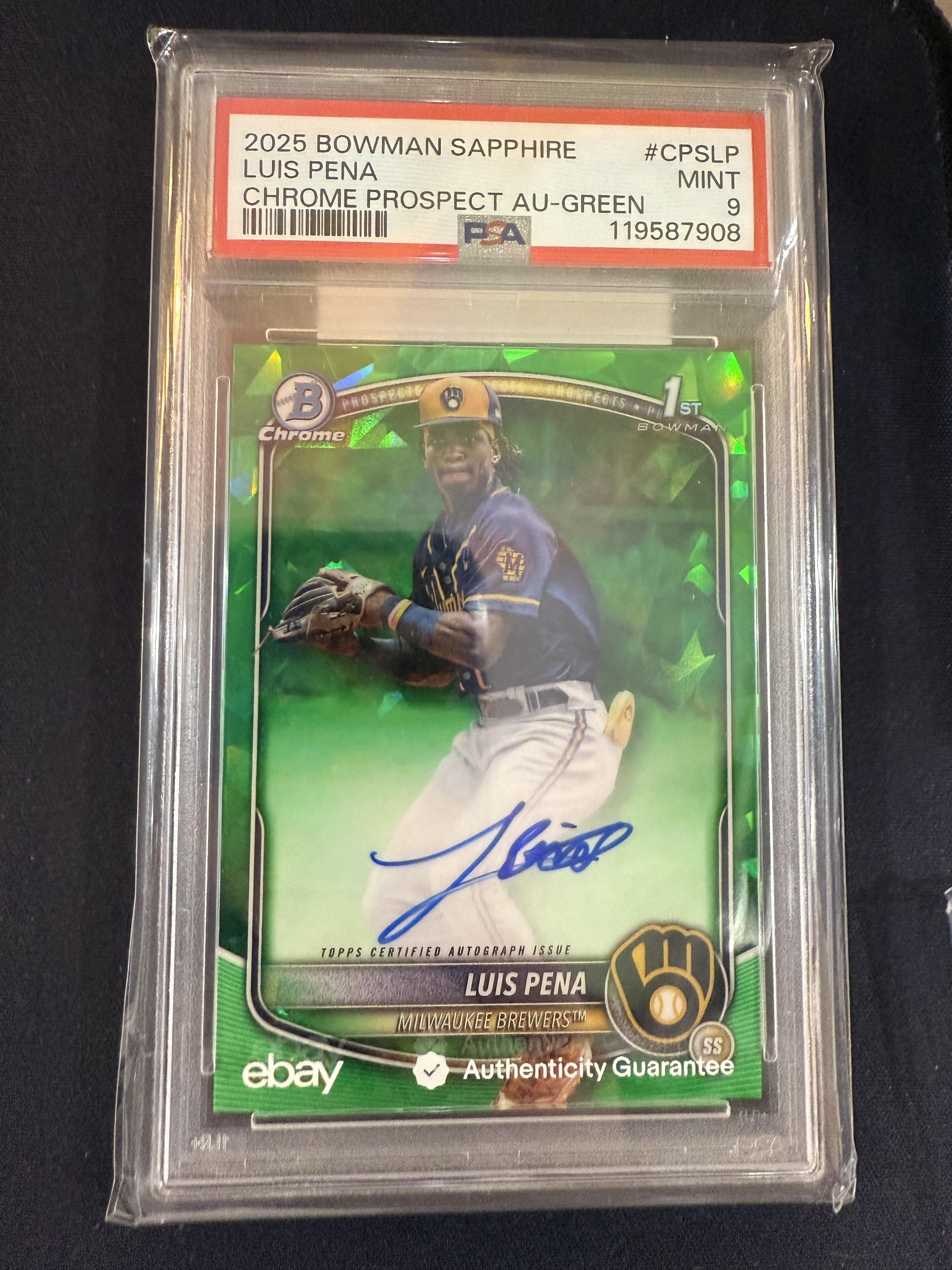 #CPS-LP Luis Pena 2025 Bowman Sapphire Edition Auto /99 Brewers Green