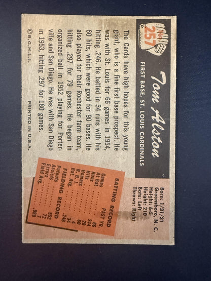 #257 Tom Alston 1955 Bowman RC Rookie St. Louis Cardinals sports