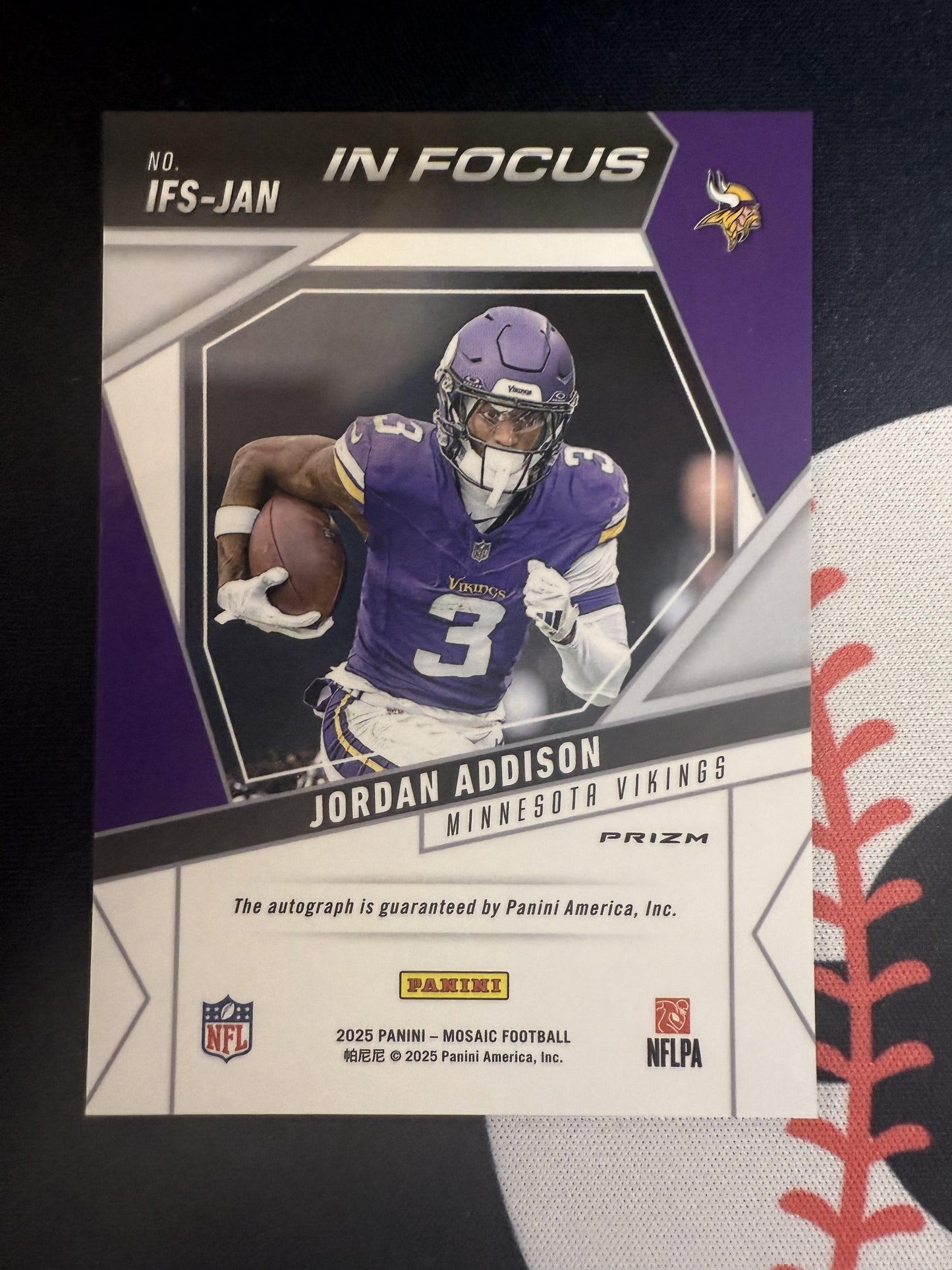 #IFS-JAN JORDAN ADDISON 2025 PANINI MOSAIC IN FOCUS AUTOGRAPH