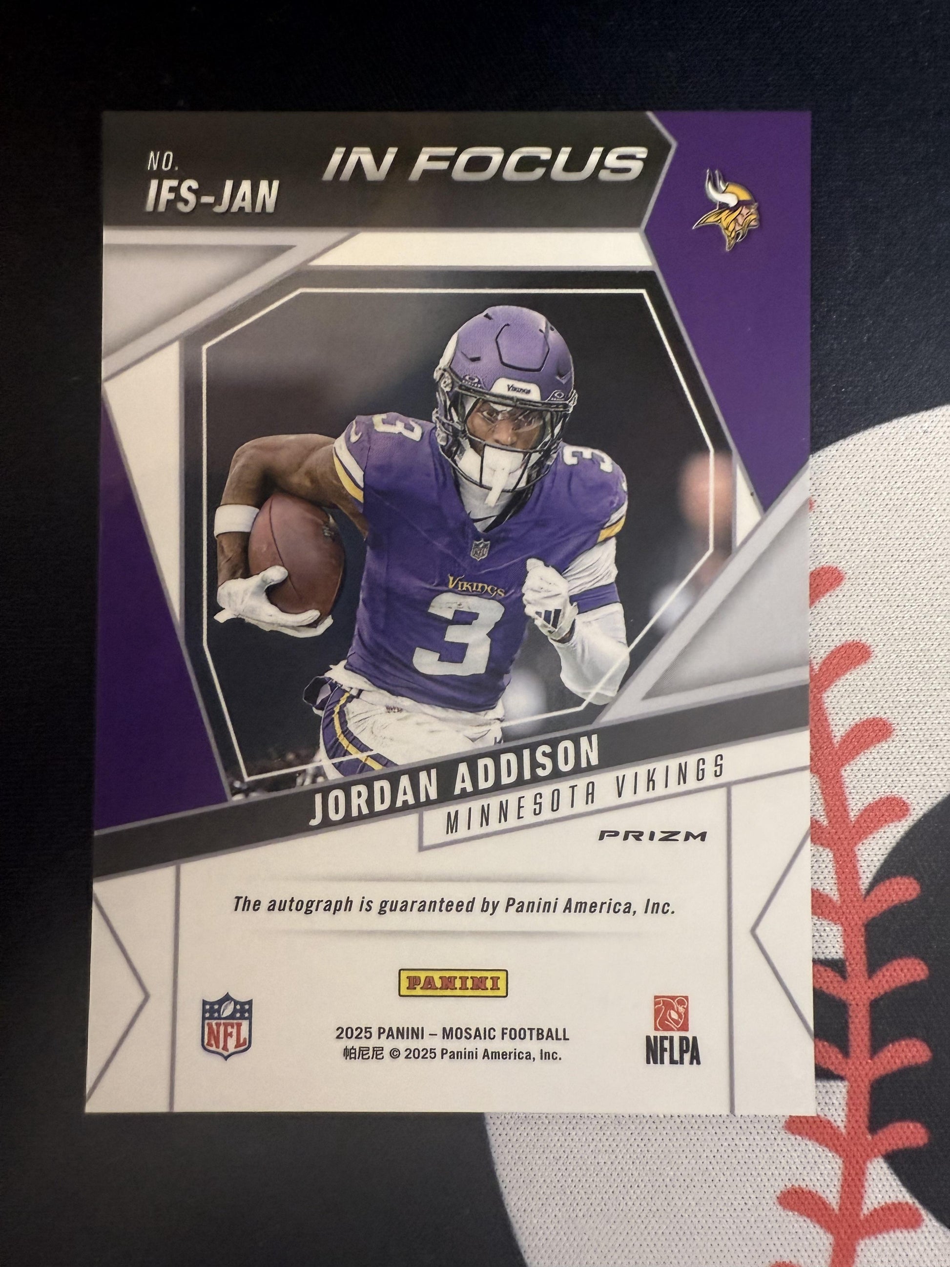 #IFS-JAN JORDAN ADDISON 2025 PANINI MOSAIC IN FOCUS AUTOGRAPH