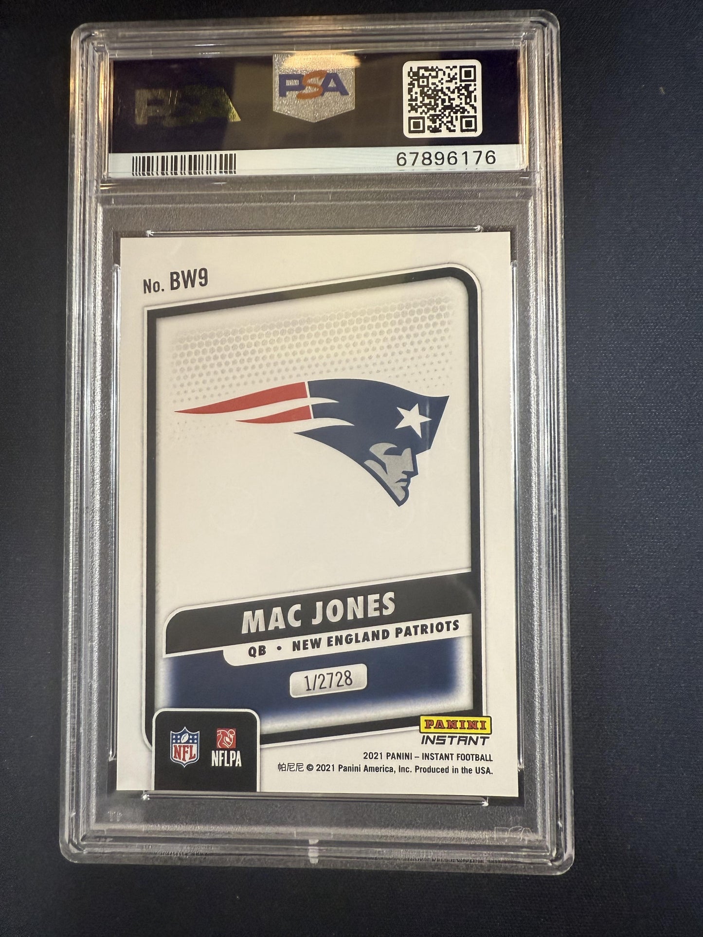 #BW9 Mac Jones 2021 Panini Instant Black and White Rookies New England Patriots