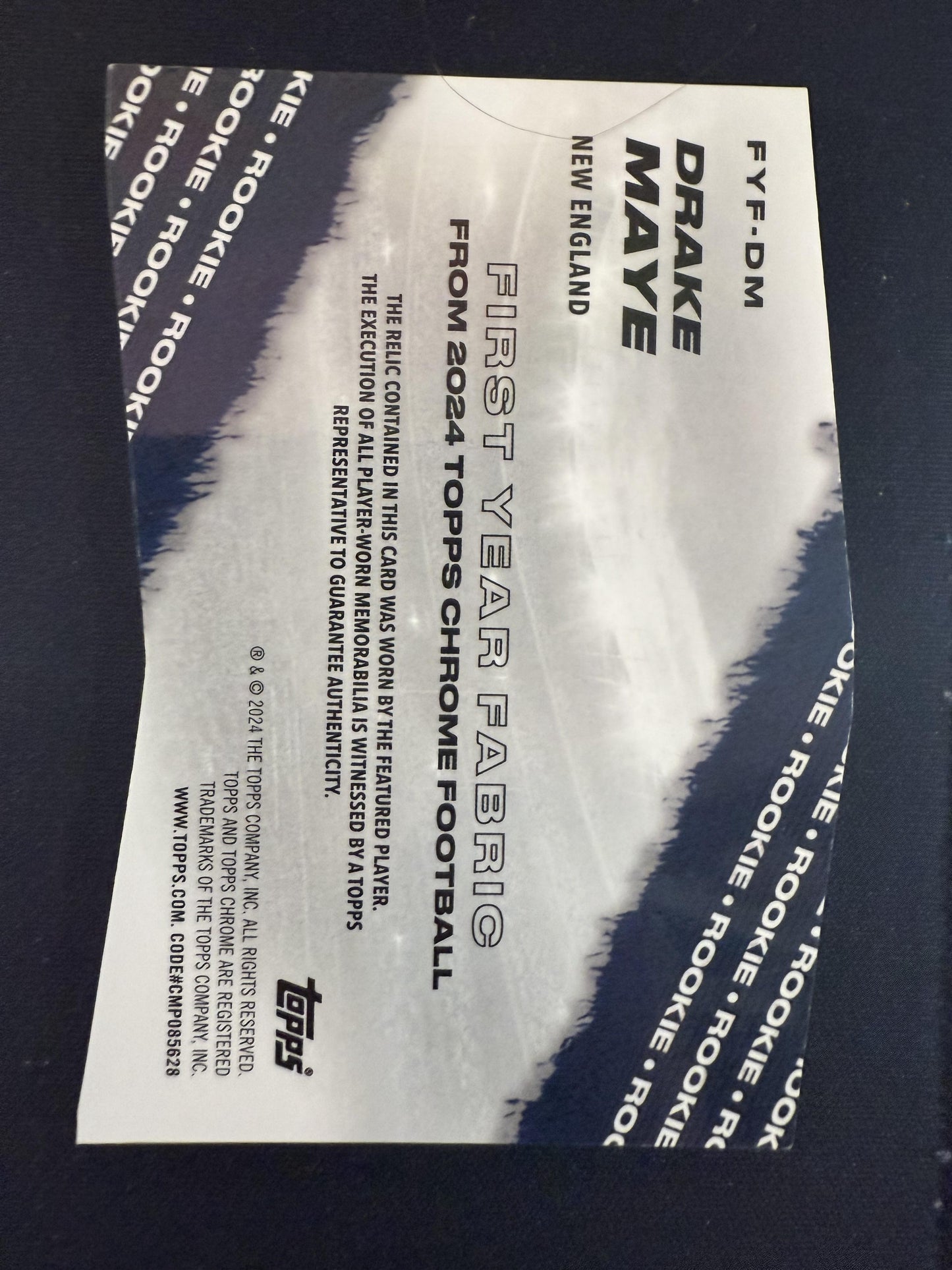 #FYF-DM Drake Maye 2024 Topps Chrome /5 Patriots First Year Fabric Relics Red