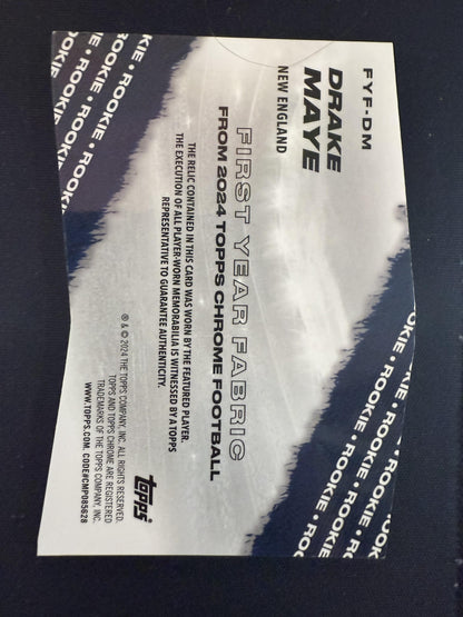 #FYF-DM Drake Maye 2024 Topps Chrome /5 Patriots First Year Fabric Relics Red