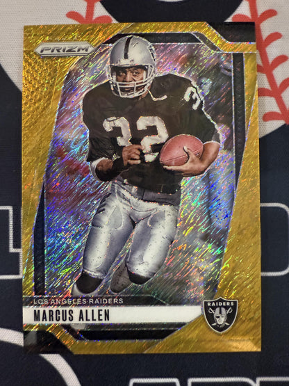#155 Marcus Allen 2024 Panini Prizm SN #/10 Raiders Gold Shimmer