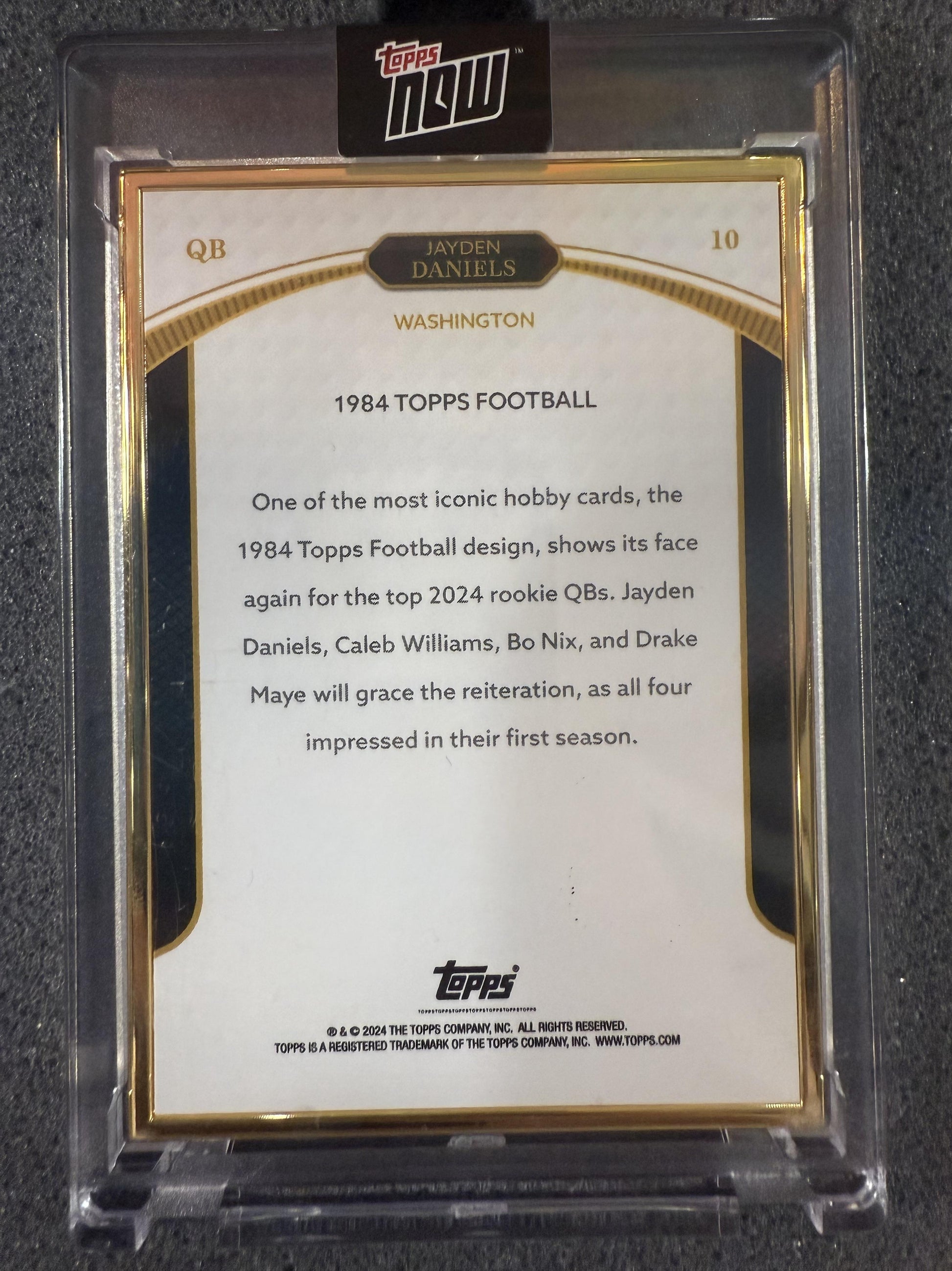 #10 JAYDEN DANIELS 2024 TOPPS NOW GREEN /99 COMMANDERS ROOKIE CAMPAIGN