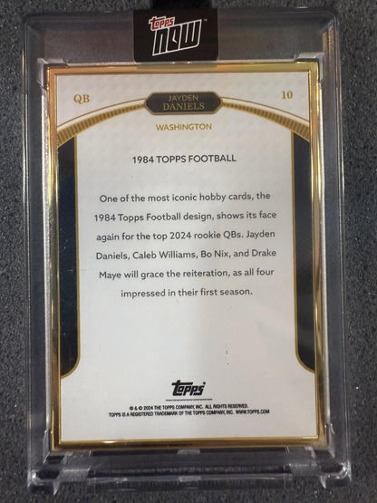 #10 JAYDEN DANIELS 2024 TOPPS NOW GREEN /99 COMMANDERS ROOKIE CAMPAIGN