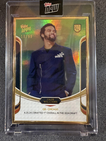 #1 CALEB WILLIAMS 2024 TOPPS NOW GREEN /99 CHICAGO BEARS sports ROOKIE CAMPAIGN