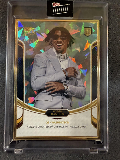 #6 JAYDEN DANIELS 2024 TOPPS NOW CRACKED ICE /15 COMMANDERS ROOKIE CAMPAIGN