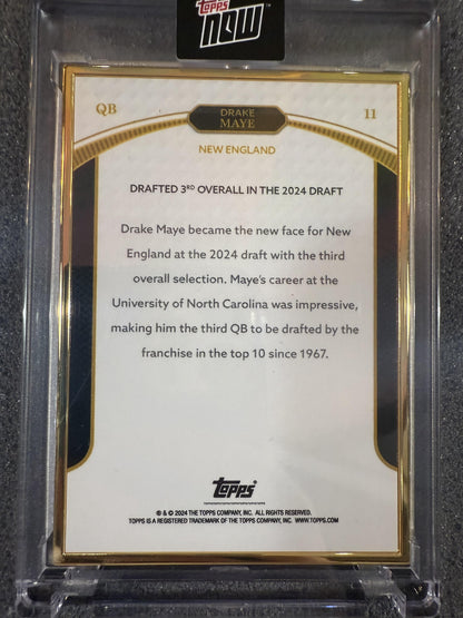 #11 DRAKE MAYE 2024 TOPPS NOW GOLD /50 PATRIOTS ROOKIE CAMPAIGN