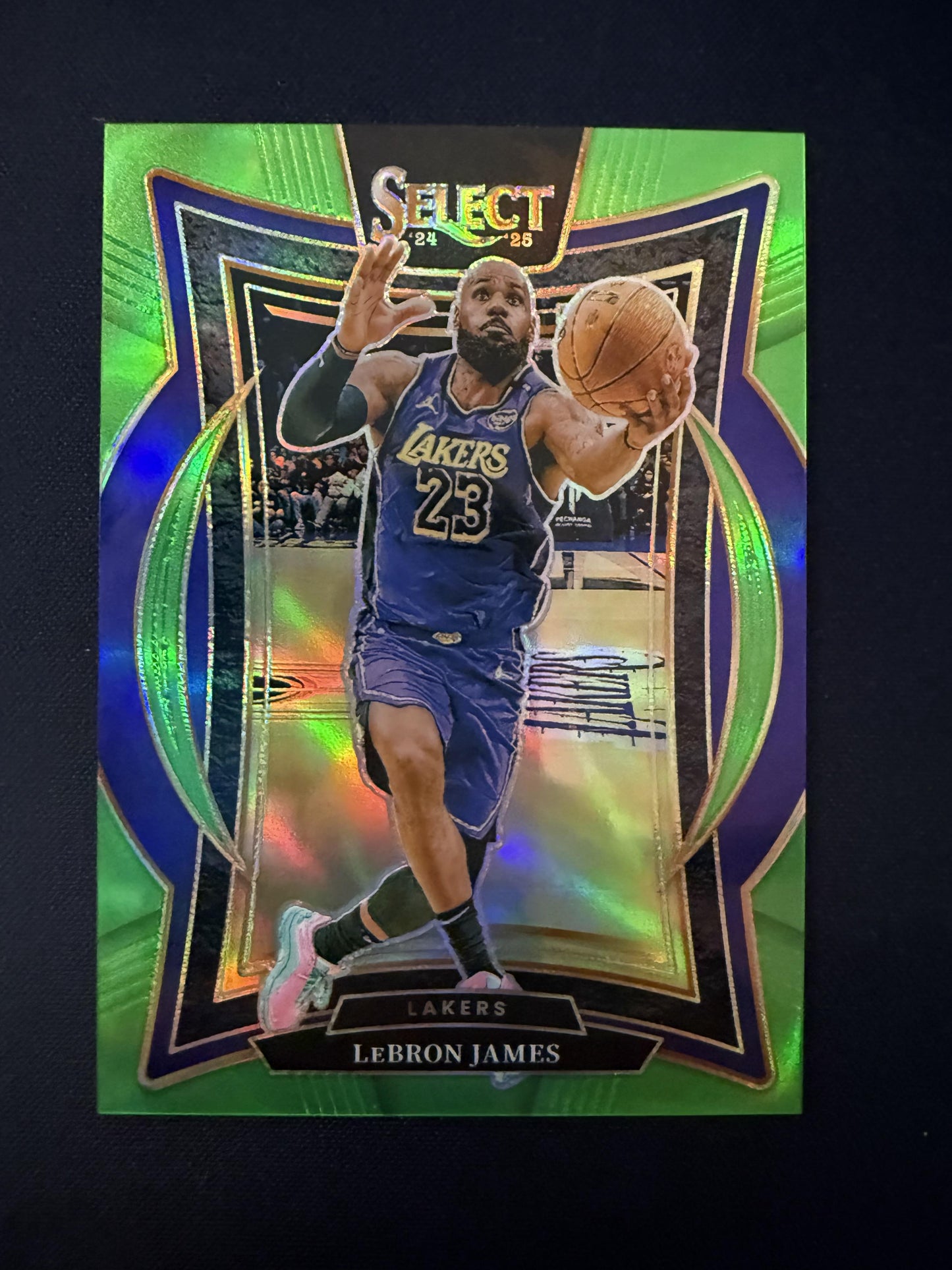 #54 LeBron James 2024-25 Panini Select SN #/75 Lakers Neon Green Prizm
