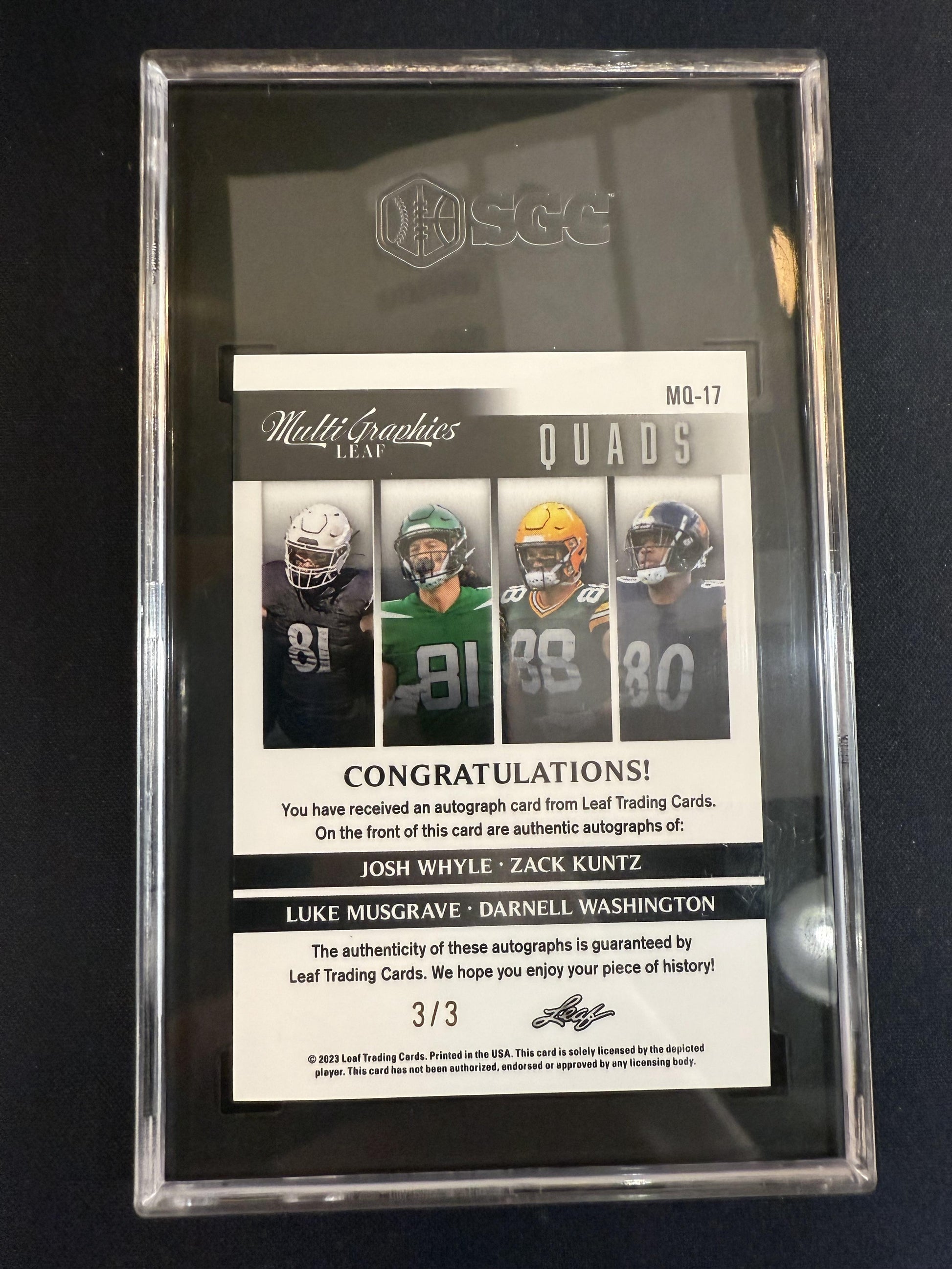 MQ-17 Whyle/Kuntz/Musgrave/Washington 2023 Leaf Eclectic Multigraphics Quad Auto