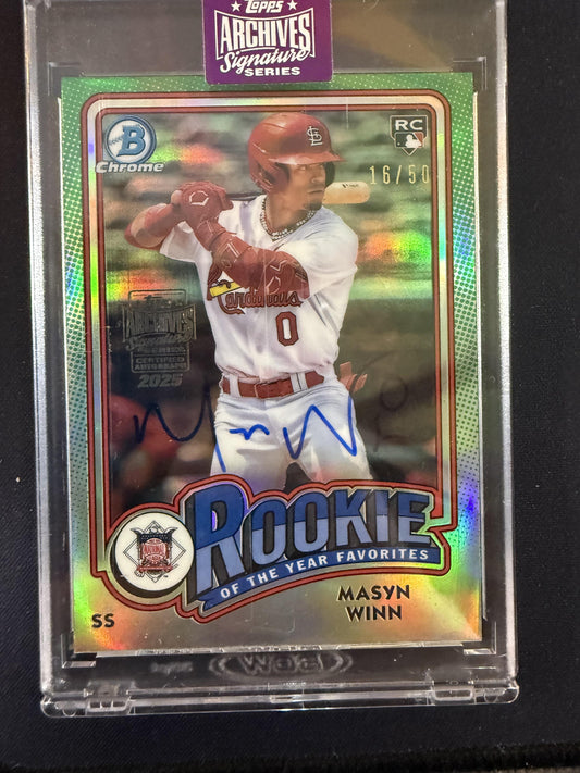 #ROY-3 MASYN WINN 2025 TOPPS ARCHIVES ST LOUIS CARDINALS sports AUTOGRAPH /50